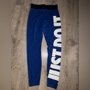 RARE NIKE Royal Blue “JUST DO IT” Leggings S